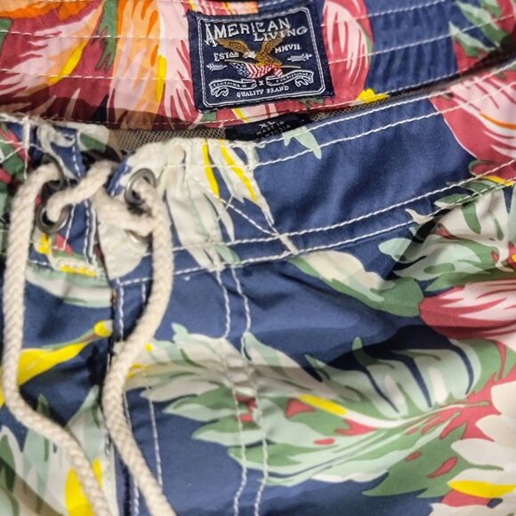 American Living Board Shorts Mens XL Swim Lined Trunks Surf NICE Hawaiian Print - Picture 15 of 16